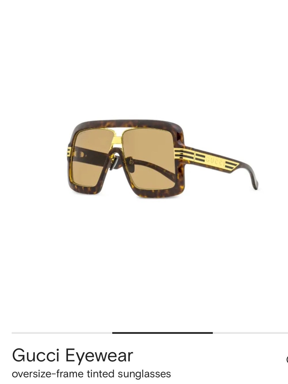 Gucci Oversize Tortoiseshell Frame Sunglasses with Gold Accents - Brown Lenses - Picture 3 of 7